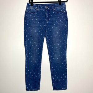 Talbots Nautical Anchor Print Flawless Denim Slim Ankle Jeans Women's Size 6